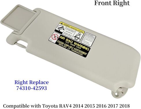 سائق Sun Visor أو جانب الركاب متوافق مع Toyota Rav4 2014-2018 استبدل 74320-42595 أو 74310-42593 اليسار الأمامي أو اليمين ، ظلال حماية الشمس ، مرآة المكياج ، رمادي (جانب السائق الأيسر) in Kuwait