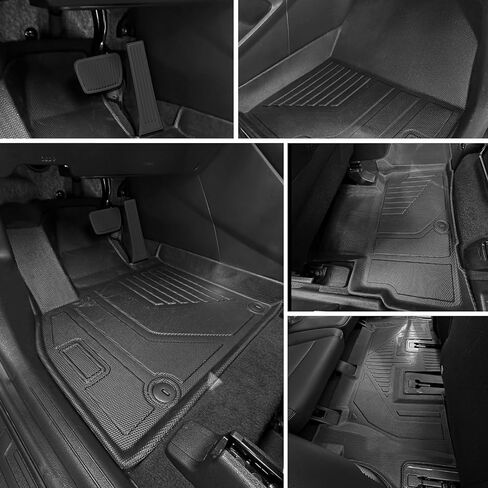 جميع الحصير في أرضية الطقس في Kia Telluride 2025-2020 7/8 مقعد مخصص TPE مجموعة كاملة (حصيرة الجذع مع الحصير مسند الظهر+الحصير الأرضية) لإكسسوارات Kia Telluride 2025 سوداء السيارات in Kuwait