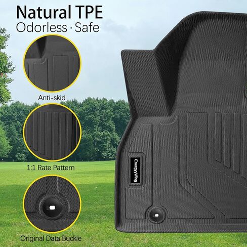 جميع الحصير في أرضية الطقس في Kia Telluride 2025-2020 7/8 مقعد مخصص TPE مجموعة كاملة (حصيرة الجذع مع الحصير مسند الظهر+الحصير الأرضية) لإكسسوارات Kia Telluride 2025 سوداء السيارات in Kuwait