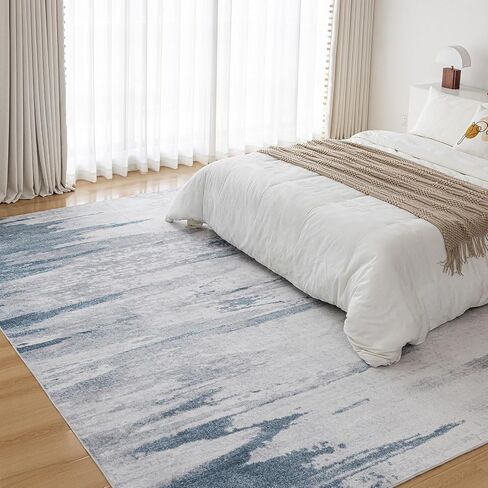 OMERAI 8x10 Washable Area Rug, Green Low Pile Modern Abstract Design, Non-Slip Soft Carpet for Living Room, Bedroom, Dining Room, and Office, Machine Washable, Durable, Stain Resistant in Saudi Arabia