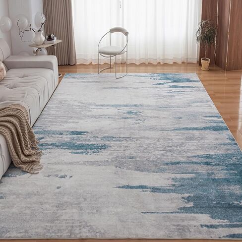 OMERAI 8x10 Washable Area Rug, Green Low Pile Modern Abstract Design, Non-Slip Soft Carpet for Living Room, Bedroom, Dining Room, and Office, Machine Washable, Durable, Stain Resistant in Saudi Arabia