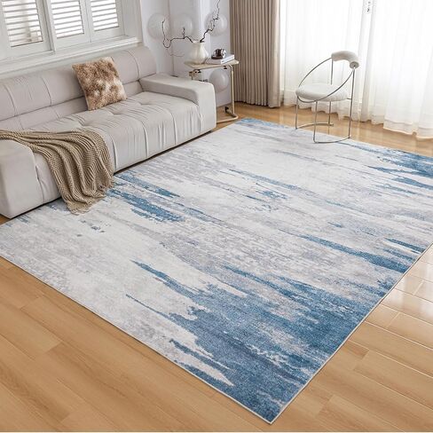 OMERAI 8x10 Washable Area Rug, Green Low Pile Modern Abstract Design, Non-Slip Soft Carpet for Living Room, Bedroom, Dining Room, and Office, Machine Washable, Durable, Stain Resistant in Saudi Arabia