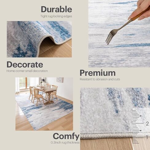 OMERAI 8x10 Washable Area Rug, Green Low Pile Modern Abstract Design, Non-Slip Soft Carpet for Living Room, Bedroom, Dining Room, and Office, Machine Washable, Durable, Stain Resistant in Saudi Arabia
