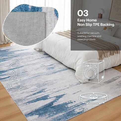 OMERAI 8x10 Washable Area Rug, Green Low Pile Modern Abstract Design, Non-Slip Soft Carpet for Living Room, Bedroom, Dining Room, and Office, Machine Washable, Durable, Stain Resistant in Saudi Arabia