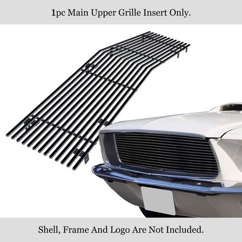 APS Premium Stains Steel Black 8x6 Billet Grille Grille Insert متوافق مع Ford Mustang 1967 1968 Main N19-J84258f in Saudi Arabia