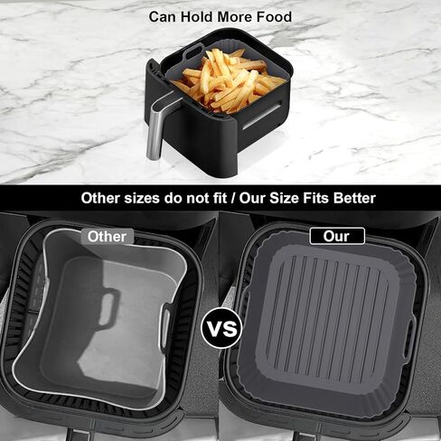 9-Inch Square Silicone Liners for Large Air Fryer 2Pack, Silicone Pot Baking Accessories for Chefman 6 to 8.5QT, Reusable Air Fryer Tray Insert for Oven Microwave Accessories in Kuwait