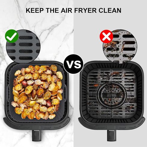 9-Inch Square Silicone Liners for Large Air Fryer 2Pack, Silicone Pot Baking Accessories for Chefman 6 to 8.5QT, Reusable Air Fryer Tray Insert for Oven Microwave Accessories in Kuwait