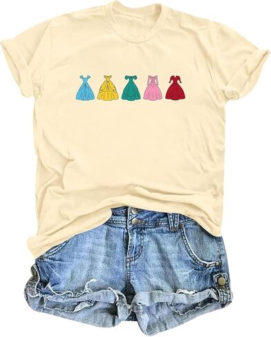 Magical Shirt for Women Princess Shirt Dress Graphic Tee Funny Family Vacation Tshirt Holiday Tops in Kuwait