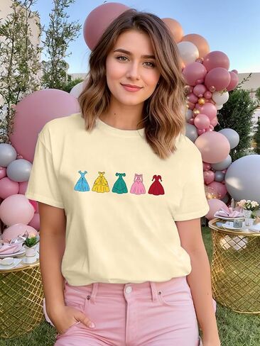 Magical Shirt for Women Princess Shirt Dress Graphic Tee Funny Family Vacation Tshirt Holiday Tops in Kuwait