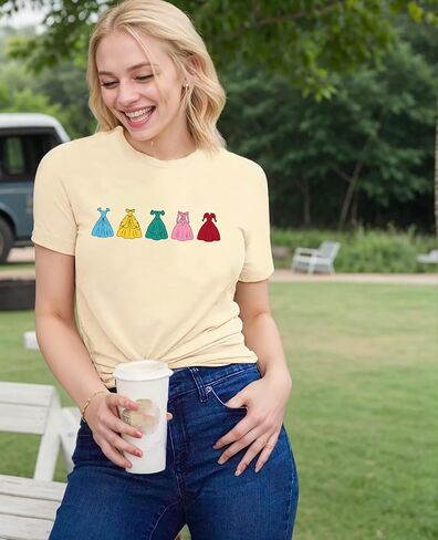 Magical Shirt for Women Princess Shirt Dress Graphic Tee Funny Family Vacation Tshirt Holiday Tops in Kuwait