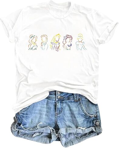 Magical Shirt for Women Princess Shirt Dress Graphic Tee Funny Family Vacation Tshirt Holiday Tops in Kuwait