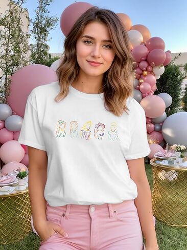 Magical Shirt for Women Princess Shirt Dress Graphic Tee Funny Family Vacation Tshirt Holiday Tops in Kuwait