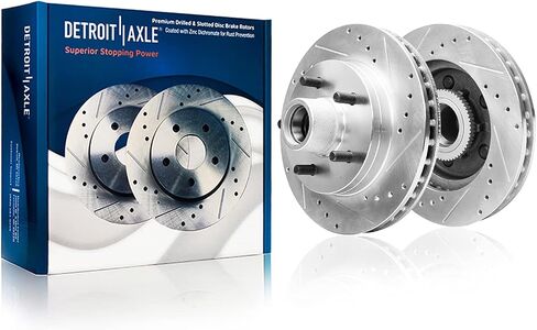Detroit Axle - مجموعة الفرامل الأمامية لـ CHEVY GMC C1500 Suburban Express Savana 1500 Tahoe Yukon Discor Brake Brake Pads Ceramic Brakes 1996 1997 1998 1999 Replace in Kuwait