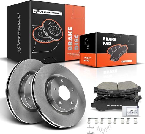 A-Premium 11.65 inch (295.8mm) Front Vented Disc Brake Rotors + Ceramic Pads Kit Compatible with Select Nissan Models - Rogue 2008 2009 2010 2011 2012 2013, L4 2.5L, 6-PC Set in Saudi Arabia