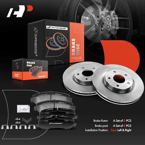 A-Premium 11.65 inch (295.8mm) Front Vented Disc Brake Rotors + Ceramic Pads Kit Compatible with Select Nissan Models - Rogue 2008 2009 2010 2011 2012 2013, L4 2.5L, 6-PC Set in Saudi Arabia