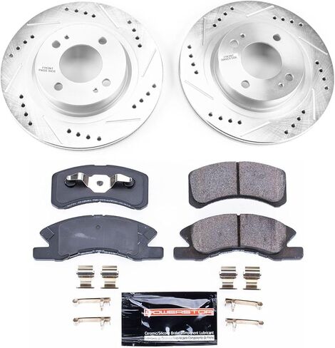 Power Stop K7894 Front Z23 Carbon Carbon Fiber Brake مع مجموعة دوارات الفرامل المحفورة والمنزعة لـ Mitsubishi Mirage 2017-2020 ، Mitsubishi Mirage G4 2017-2020 [نموذج محدد] in Saudi Arabia