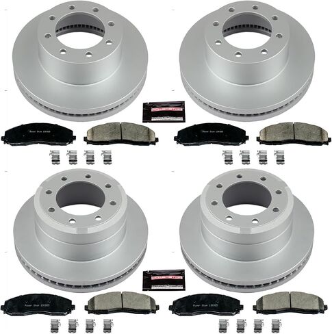 Power Stop CRK6405 الأمامية والخلفية Z17 Evolution Geomet مجموعة الفرامل المغلفة لفورد F-250 Super Duty 2012-2022 ، Ford F-350 Super Duty 2013-2022 [نموذج محدد] in Kuwait