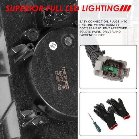 سلالة السيارات المزدوجة LED HALO DRL المصابيح الأمامية المصباح الأمامي متوافقة مع Peterbilt 389 388 567 08-22 ، سائق وركاب ، السكن الكروم in Saudi Arabia