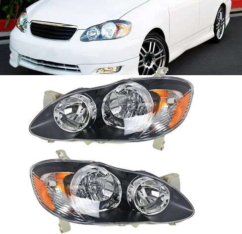 Clear Lens Black Housing LH & RH Placbly Assembly Placbly for 2003-2008 Corolla Driver & Passenger Side in Saudi Arabia