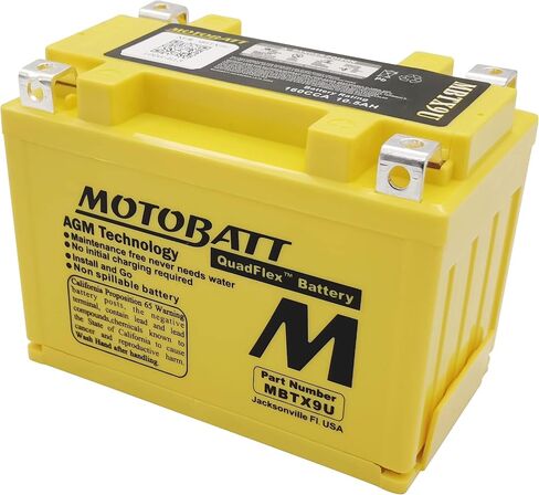 MotoBatt MBTX9U Battery 12V 10.5A 160CCA Factory Activated Quadflex AGM Battery Replaces -YTX9-BS, YT12A-BS, YTZ12S, YTZ14S, ETX9 in Saudi Arabia