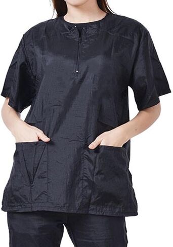 Dog Grooming Smock for Men Women, Anti-Static Smock for Pet Shop Dog Cat Grooming Bathing, Short Sleeves, Water Resistant and Hair Proof, (Solid Purple XL) in Kuwait