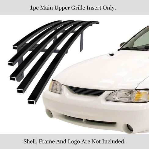 APS Compatible with Ford Mustang 1994-1998 Main Upper Stainless Steel SS Black Billet Front Grill Grille Insert F86001H in Saudi Arabia