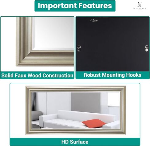 Naomi Home Plant Floor Light Extra Exclured Floor Mirror مرآة كاملة الطول مرآة كبيرة مستطيلات كبيرة لغرفة النوم - أسود 65 لتر × 31 واط in Kuwait