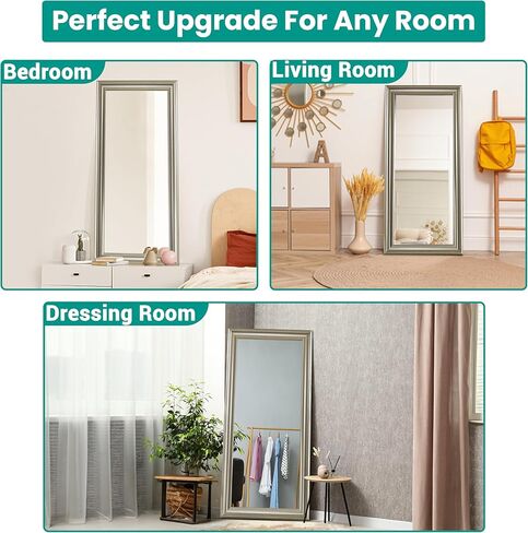 Naomi Home Plant Floor Light Extra Exclured Floor Mirror مرآة كاملة الطول مرآة كبيرة مستطيلات كبيرة لغرفة النوم - أسود 65 لتر × 31 واط in Kuwait