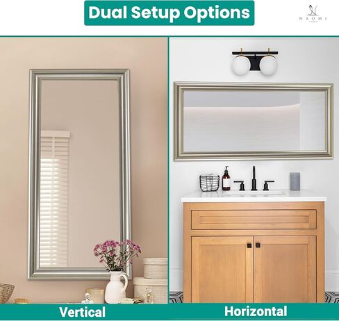 Naomi Home Plant Floor Light Extra Exclured Floor Mirror مرآة كاملة الطول مرآة كبيرة مستطيلات كبيرة لغرفة النوم - أسود 65 لتر × 31 واط in Kuwait