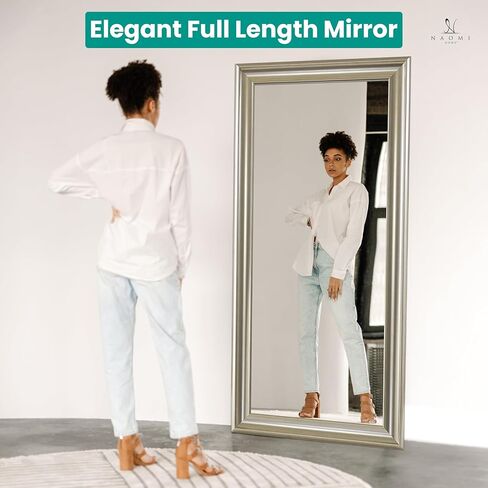 Naomi Home Plant Floor Light Extra Exclured Floor Mirror مرآة كاملة الطول مرآة كبيرة مستطيلات كبيرة لغرفة النوم - أسود 65 لتر × 31 واط in Kuwait