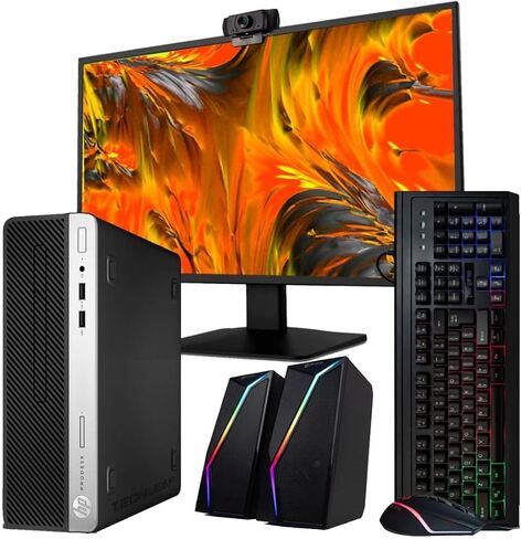 HP Windows 11 Desktop Computer | 16GB RAM + 500GB SSD | Intel i5 | 16GB RAM + 500GB SSD | 24" LCD | WiFi 6 AX200 + BT | RGB Keyboard/Mouse + Speakers | Webcam | Home or Office PC (Renewed) in Saudi Arabia
