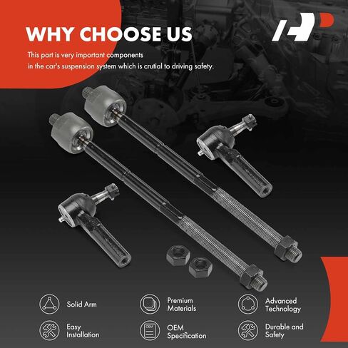 A-Premium Set of 4, Front Inner & Outer Tie Rod End Kit, Compatible with Chrysler PT Cruiser 2001-2010, Neon 2000-2002 & Dodge Neon 2000-2005, SX 2.0 2003-2005 & Plymouth Neon in Saudi Arabia