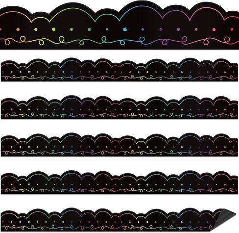 24 Pcs Magnetic Borders for Classroom Whiteboard Black White Waved Magnetic Strips Bulletin Board Borders Classroom Chalkboard Trim Decorations for Classroom School Teacher Decorations in Kuwait