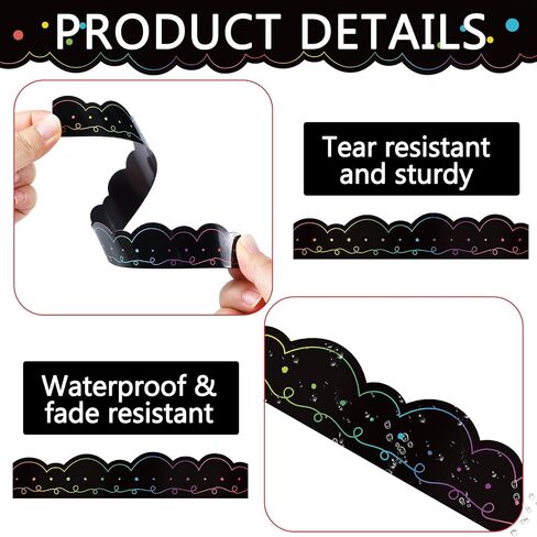 24 Pcs Magnetic Borders for Classroom Whiteboard Black White Waved Magnetic Strips Bulletin Board Borders Classroom Chalkboard Trim Decorations for Classroom School Teacher Decorations in Kuwait