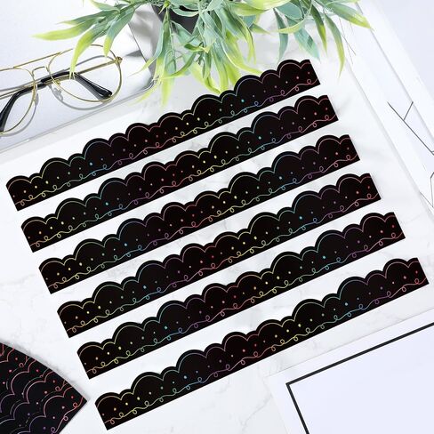 24 Pcs Magnetic Borders for Classroom Whiteboard Black White Waved Magnetic Strips Bulletin Board Borders Classroom Chalkboard Trim Decorations for Classroom School Teacher Decorations in Kuwait