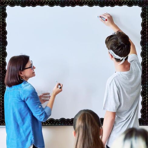 24 Pcs Magnetic Borders for Classroom Whiteboard Black White Waved Magnetic Strips Bulletin Board Borders Classroom Chalkboard Trim Decorations for Classroom School Teacher Decorations in Kuwait