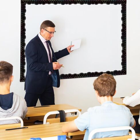 24 Pcs Magnetic Borders for Classroom Whiteboard Black White Waved Magnetic Strips Bulletin Board Borders Classroom Chalkboard Trim Decorations for Classroom School Teacher Decorations in Kuwait