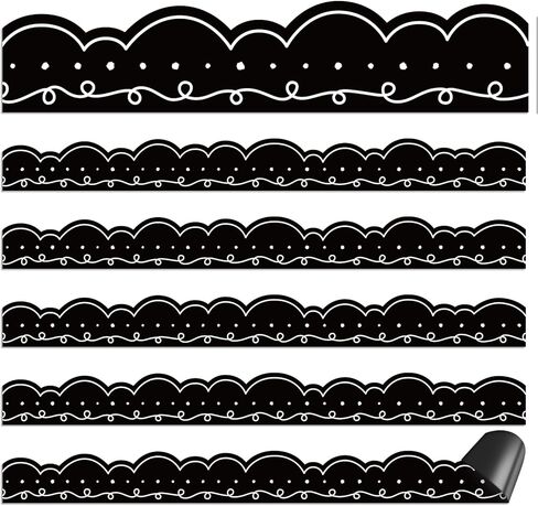 24 Pcs Magnetic Borders for Classroom Whiteboard Black White Waved Magnetic Strips Bulletin Board Borders Classroom Chalkboard Trim Decorations for Classroom School Teacher Decorations in Kuwait