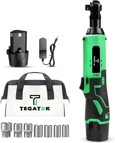 Cordless Electric Ratchet Wrench Set, 40FT-LBS (45N.m) 3/8" Electric Ratchet, 12V Cordless Ratchet Wrench, 2 x 2.0Ah Batteries Impact for Car Home, Red in Saudi Arabia