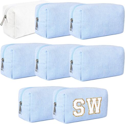 8PCS Bridesmaid Proposal Gifts Corduroy Makeup Bag Bulk for Wedding Party Favors Bachelorette Party Decorations Toiletry Organizer Bag Cosmetic Case Gift in Kuwait
