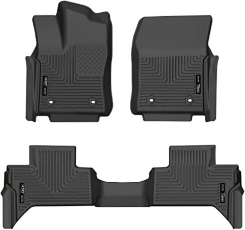 Husky Liners Weatherbeater Floor Mats | Fits 2022-2025 Toyota Tundra, Double Cab | Front & 2nd Row, 3-pc Black - 99471 in Saudi Arabia