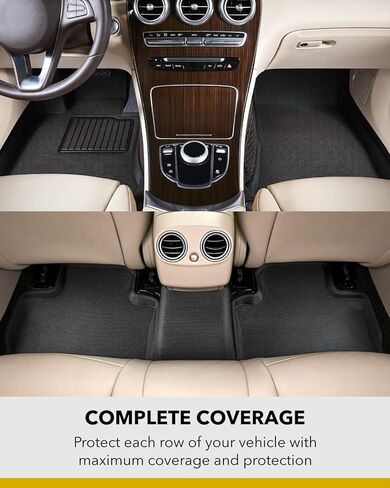 3D MAXpider - L1TY22701509 Complete Set Custom Fit All-Weather Floor Mat for Select Toyota Yaris iA Models - Kagu Rubber (Black) in Saudi Arabia