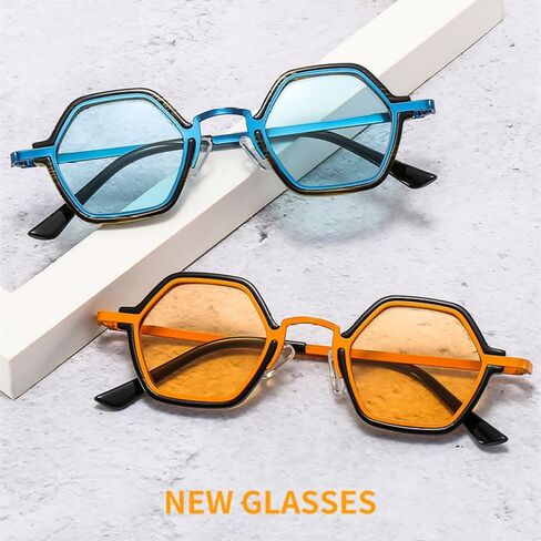 Polygon Retro Polygon Sunglasses Women Fashion Clear Ocean Bradient Lens Eyewear Men Trending Punk Sun Glasses Shades UV400 ， L18519 in Saudi Arabia