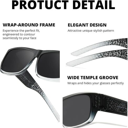 Trysee Sunglasses Over Glasses for Women with Rhinestone Rectangle Fit Over Glasses UV Protection for Driving TS4204 in Saudi Arabia