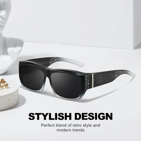 Trysee Sunglasses Over Glasses for Women with Rhinestone Rectangle Fit Over Glasses UV Protection for Driving TS4204 in Saudi Arabia