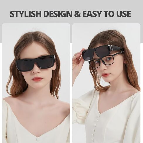 Trysee Sunglasses Over Glasses for Women with Rhinestone Rectangle Fit Over Glasses UV Protection for Driving TS4204 in Saudi Arabia