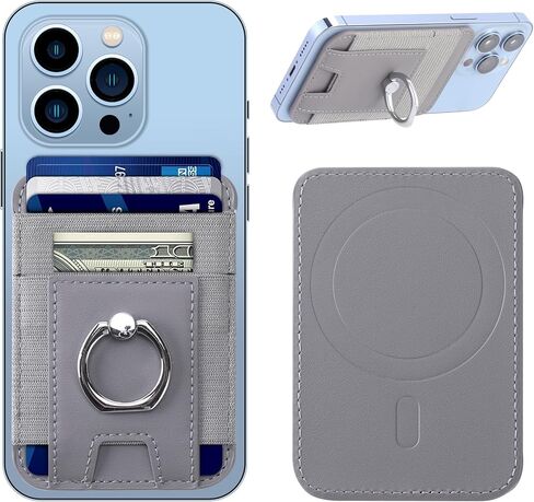 For Magsafe Wallet with Secure-Grip Finger Loop, Strongest Magnetic Leather Wallet Card Holder for iPhone 15/14/13/12 Series, Magnetic Phone Wallet, Fit 6 Cards, RFID Blocking in Saudi Arabia