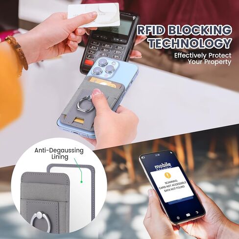 For Magsafe Wallet with Secure-Grip Finger Loop, Strongest Magnetic Leather Wallet Card Holder for iPhone 15/14/13/12 Series, Magnetic Phone Wallet, Fit 6 Cards, RFID Blocking in Saudi Arabia