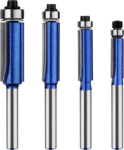 Pattern Flush Trim Router Bits 1/4 Shank, Bottom Bearing Pattern Router bit Set, Cutting Diameter: 1/2", Cutting Height Respectively 1/2", 3/4", 1", 1-1/2" for Home DIY and Woodworking in Saudi Arabia