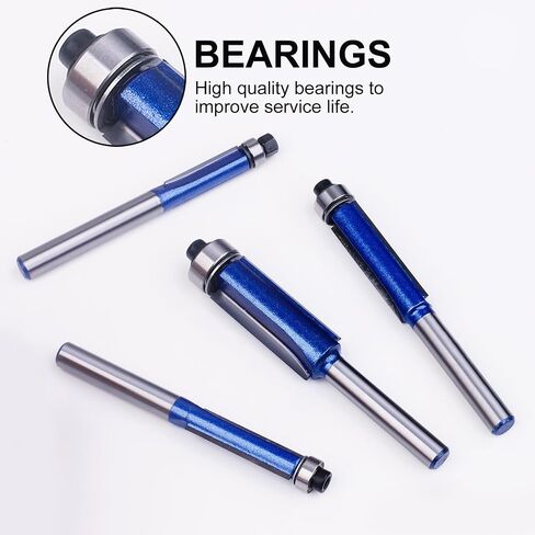 Pattern Flush Trim Router Bits 1/4 Shank, Bottom Bearing Pattern Router bit Set, Cutting Diameter: 1/2", Cutting Height Respectively 1/2", 3/4", 1", 1-1/2" for Home DIY and Woodworking in Saudi Arabia
